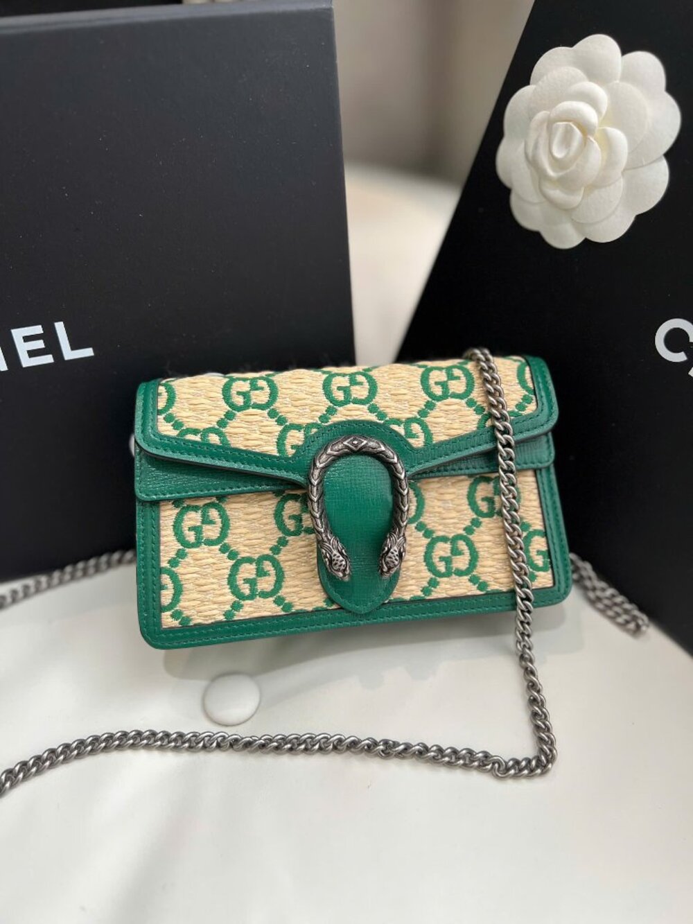 Gucci Dionysus Bag GG Straw Super Mini